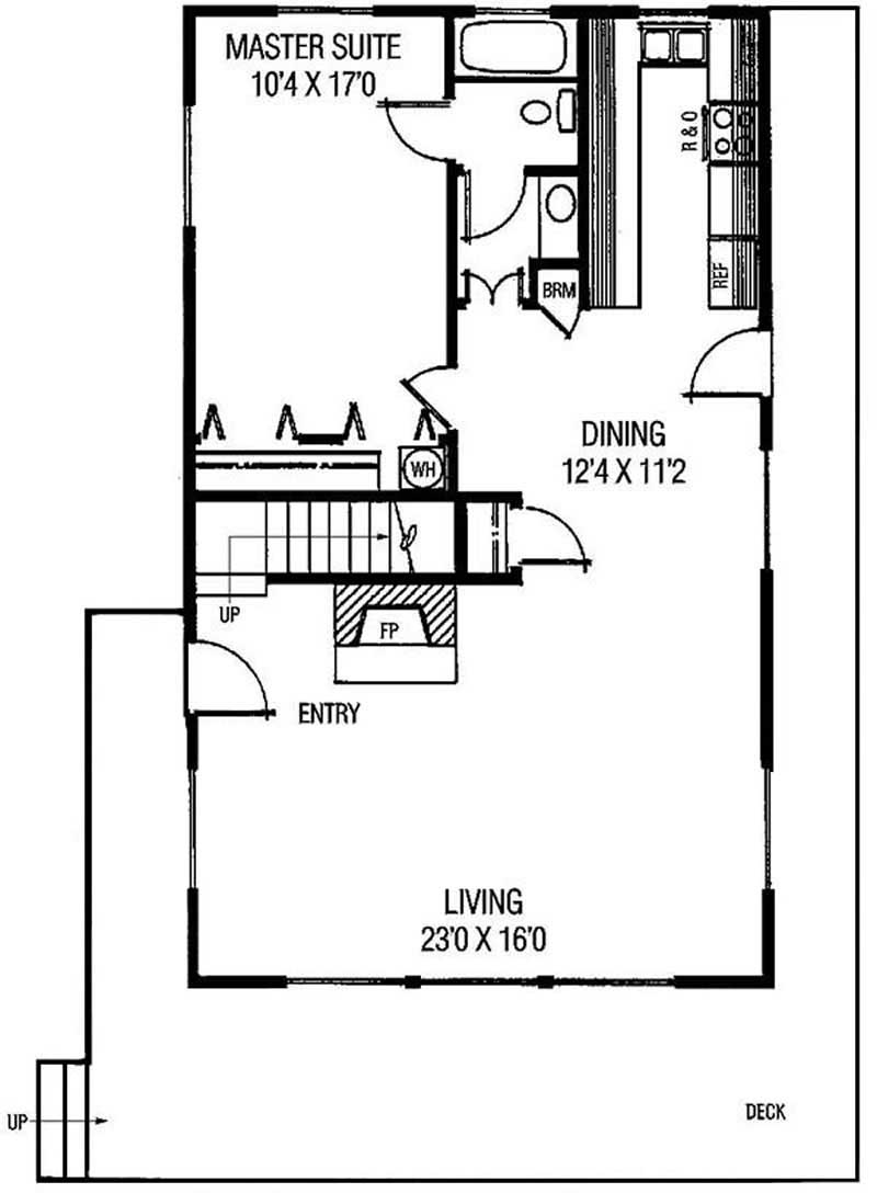 Floor Plan First Story of Log Cabin Plan #145-1849