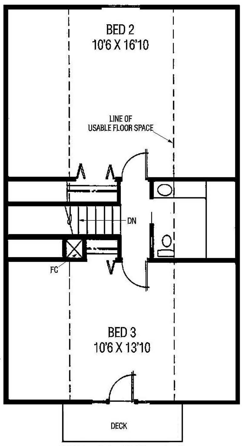 Floor Plan Second Story of Log Cabin Plan #145-1849