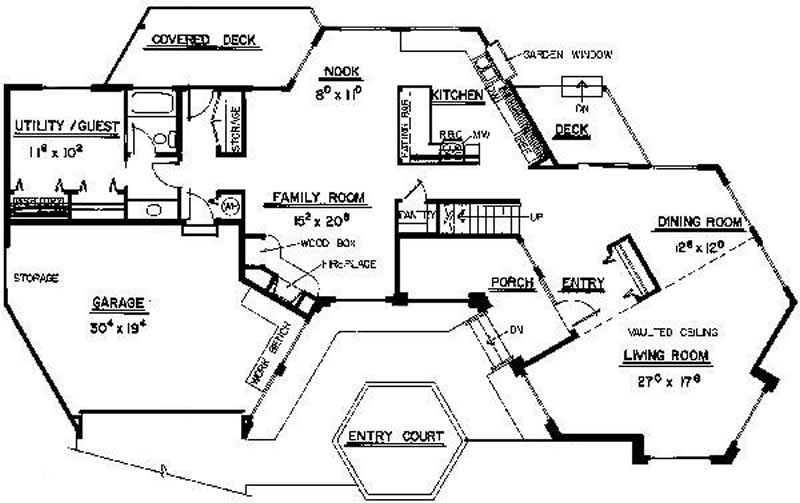Floor Plan First Story of Mediterranean Plan #145-1853