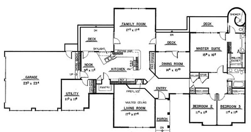 Floor Plan First Story of Tudor Plan #145-1854