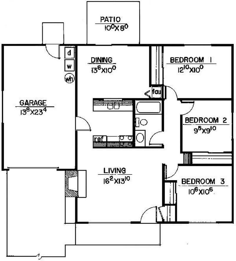 Floor Plan First Story of Vacation Homes Plan #145-1855