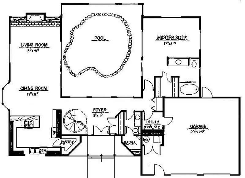 Floor Plan First Story of Contemporary Plan #145-1857