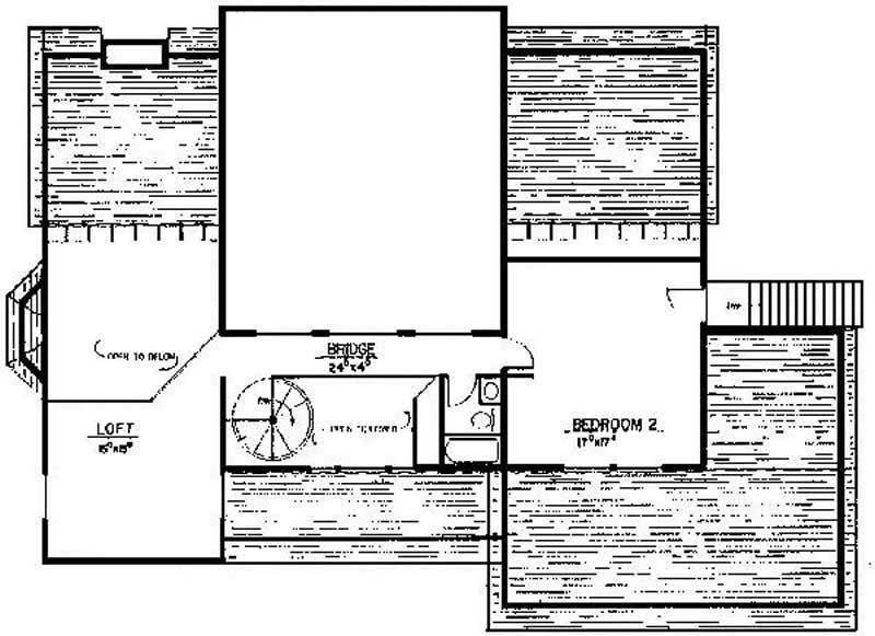 Floor Plan Second Story of Contemporary Plan #145-1857