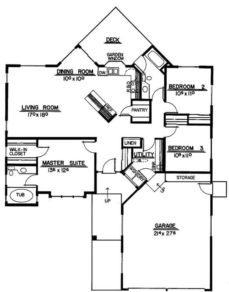 Floor Plan First Story of Contemporary Plan #145-1858