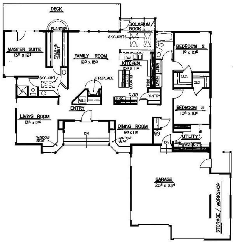 Floor Plan First Story of Contemporary Plan #145-1859