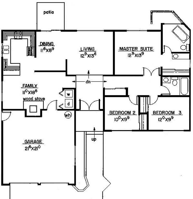Floor Plan First Story of Small House Plans #145-1860