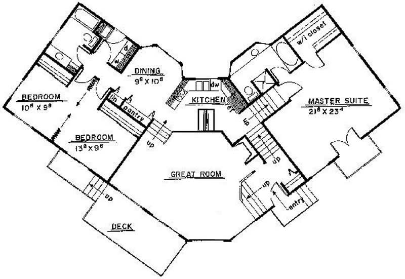 Floor Plan First Story of Contemporary Plan #145-1861