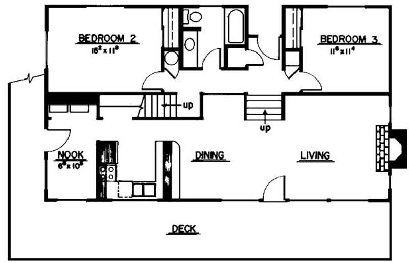Floor Plan First Story of Vacation Homes Plan #145-1863