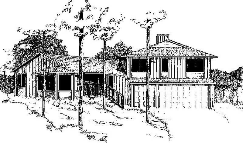 Front view of Contemporary home (ThePlanCollection: House Plan #145-1864)