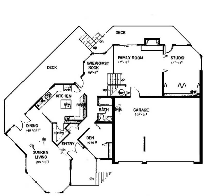 Floor Plan First Story of Contemporary Plan #145-1864