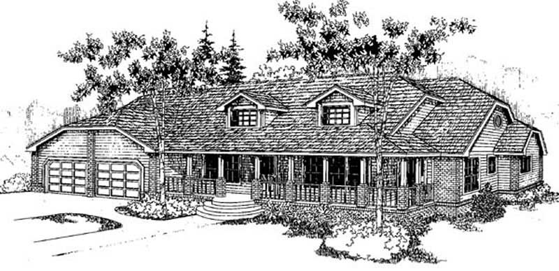 Front view of Ranch home (ThePlanCollection: House Plan #145-1865)