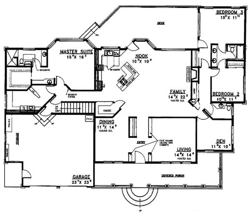 Floor Plan First Story of Ranch Plan #145-1865