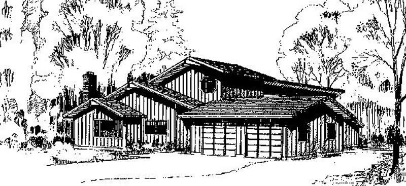 Front view of Contemporary home (ThePlanCollection: House Plan #145-1866)
