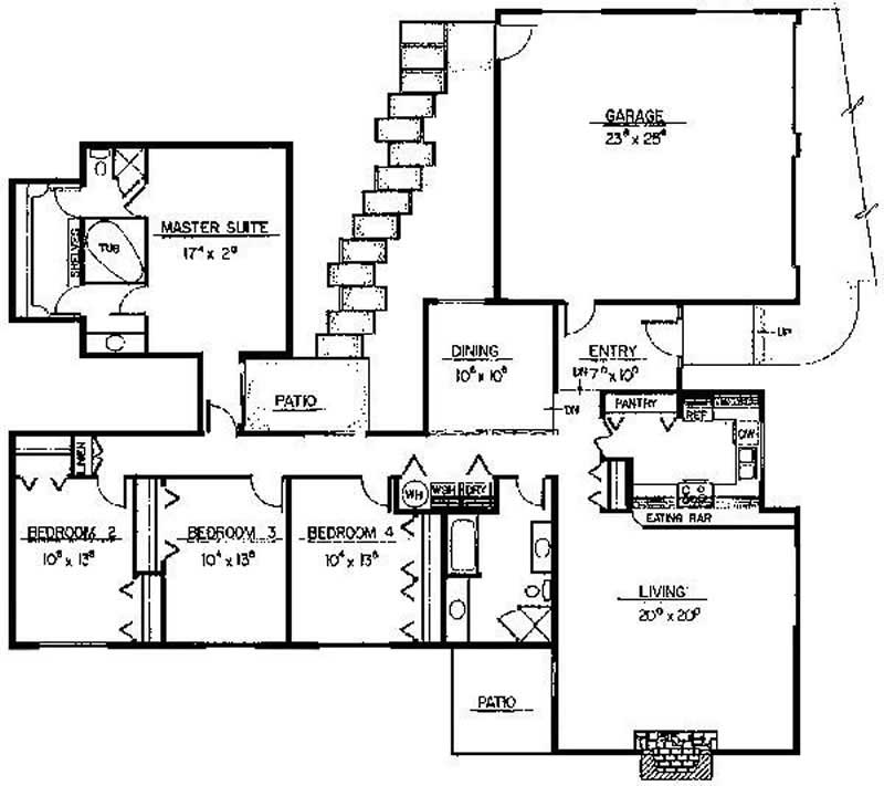Floor Plan First Story of Contemporary Plan #145-1866