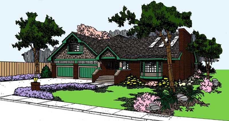 Front view of Contemporary home (ThePlanCollection: House Plan #145-1867)