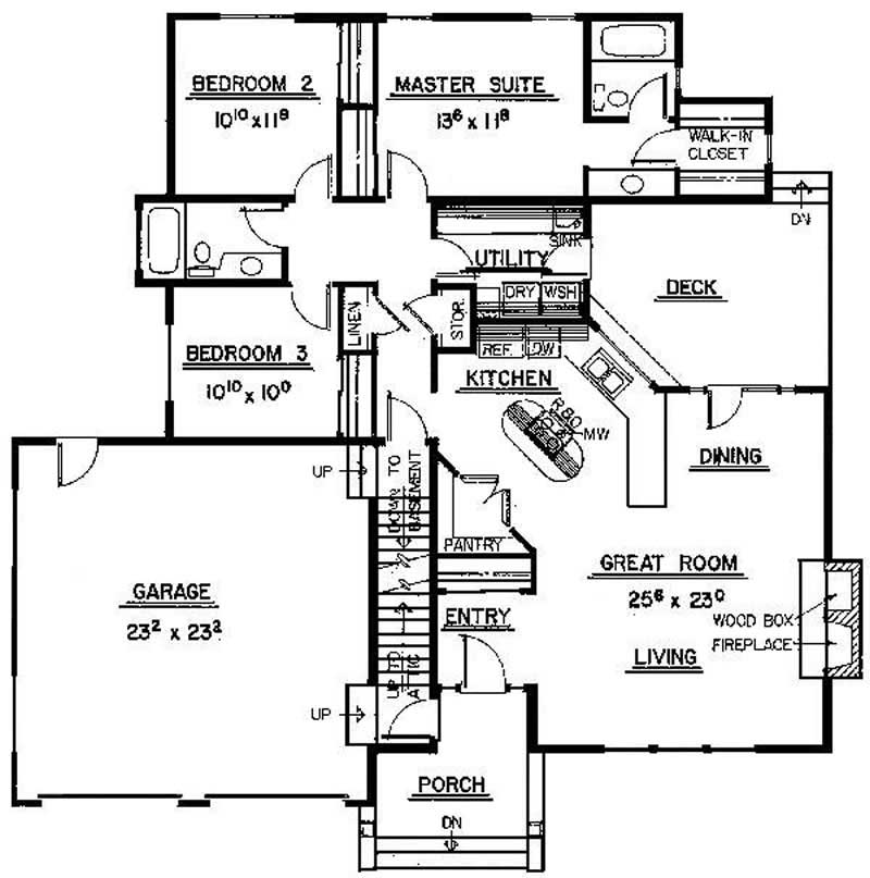 Floor Plan First Story of Contemporary Plan #145-1867