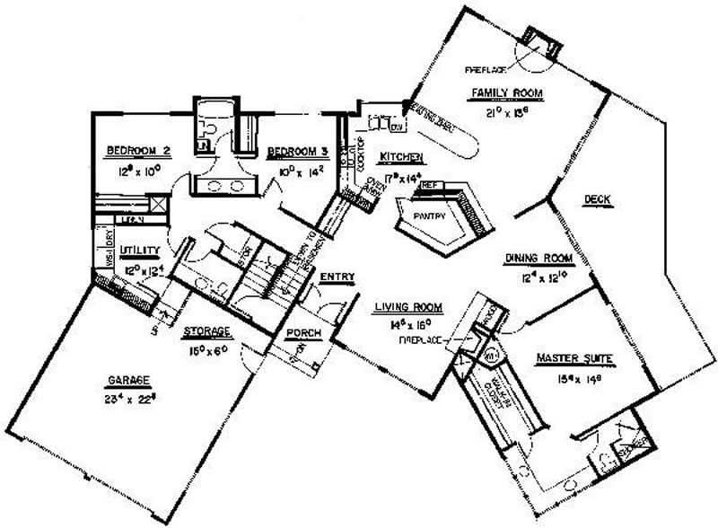 Floor Plan First Story of Contemporary Plan #145-1868