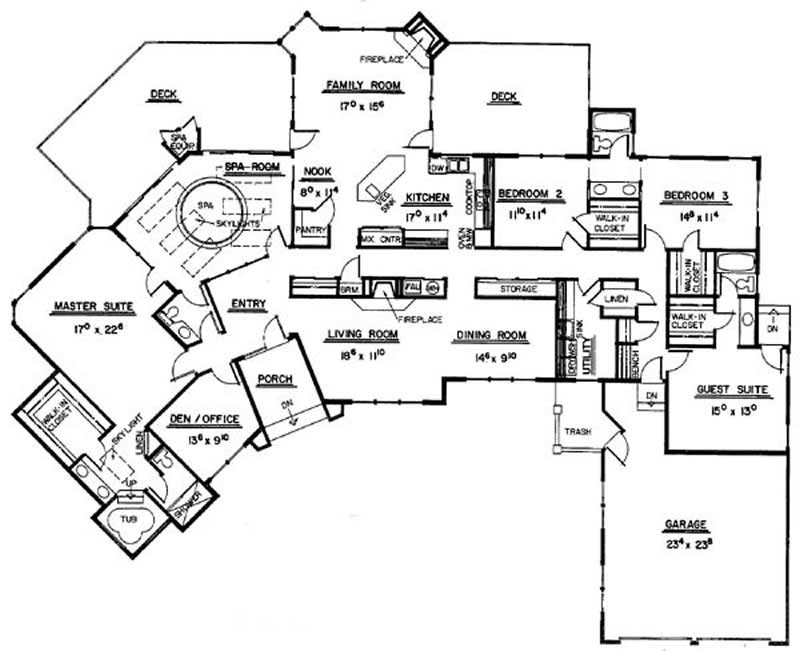 Floor Plan First Story of Contemporary Plan #145-1871