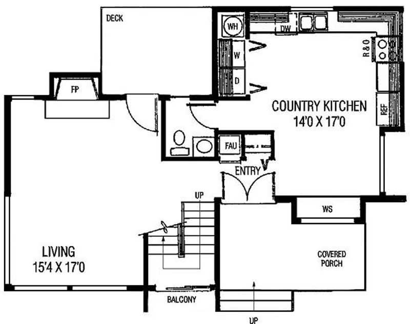 Floor Plan First Story of Log Cabin Plan #145-1872