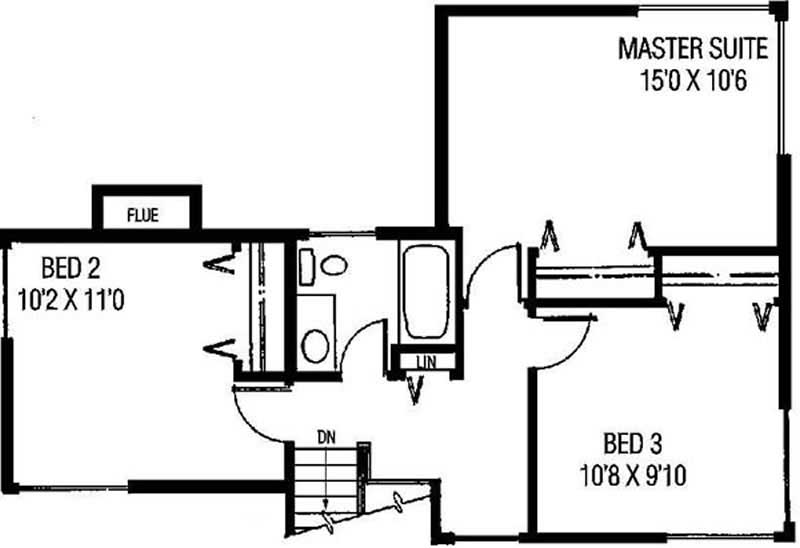 Floor Plan Second Story of Log Cabin Plan #145-1872