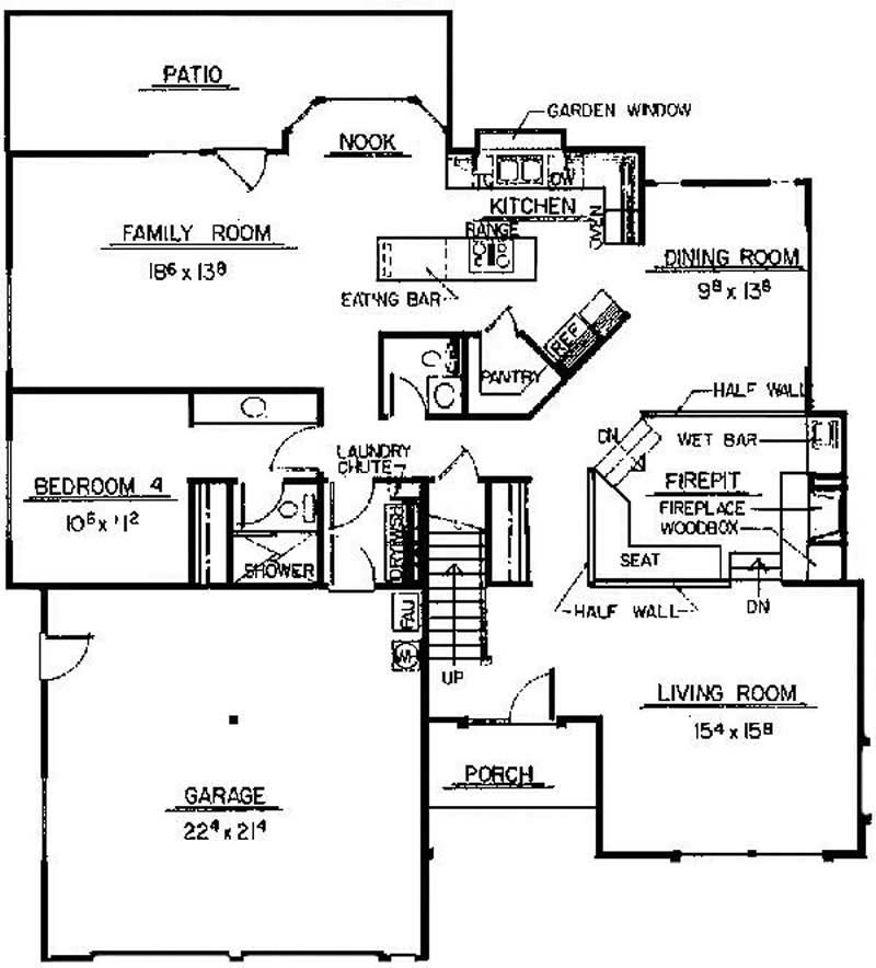 Floor Plan First Story of Contemporary Plan #145-1874