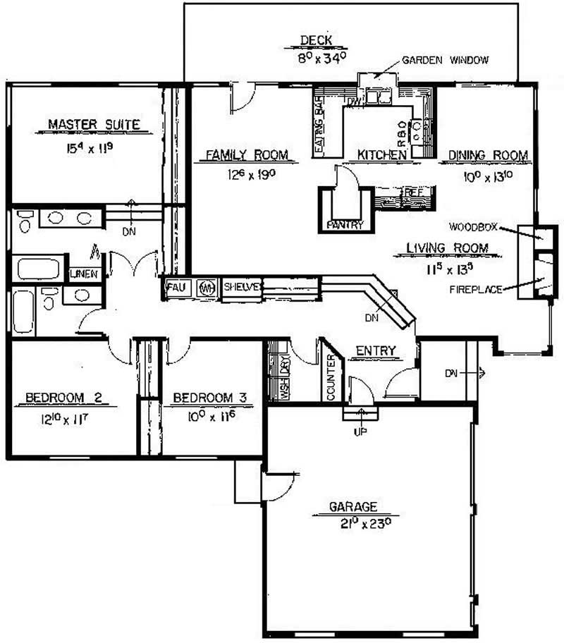 Floor Plan First Story of Contemporary Plan #145-1875