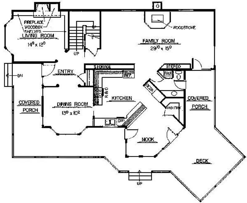 Floor Plan First Story of Contemporary Plan #145-1876