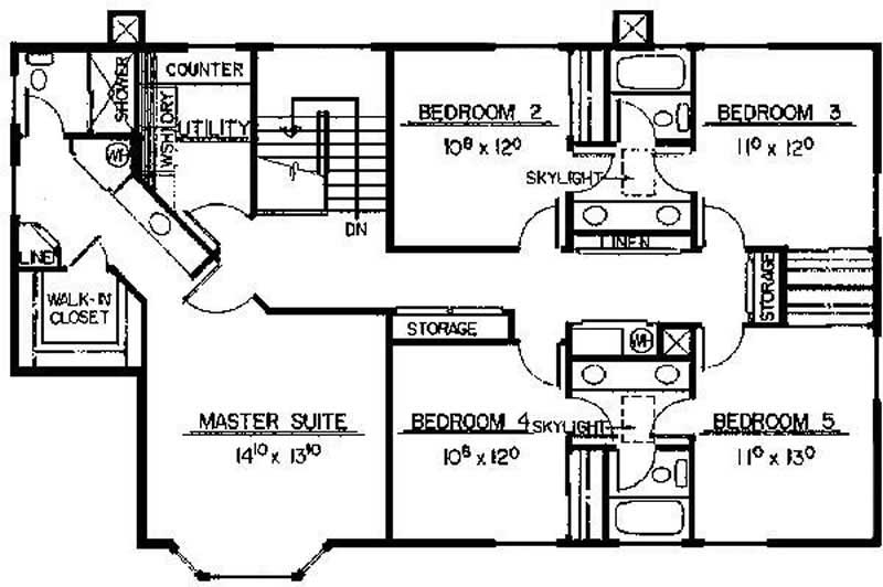 Floor Plan Second Story of Contemporary Plan #145-1876