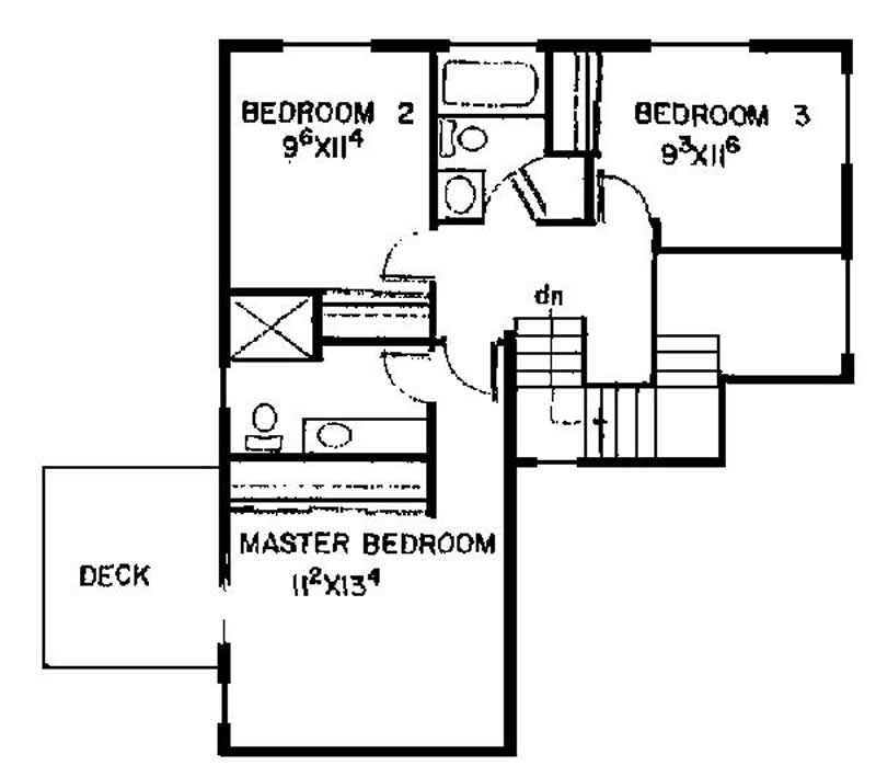 Floor Plan Second Story of Contemporary Plan #145-1877