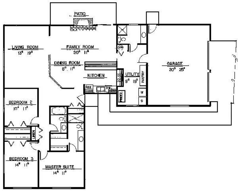 Floor Plan First Story of Contemporary Plan #145-1879