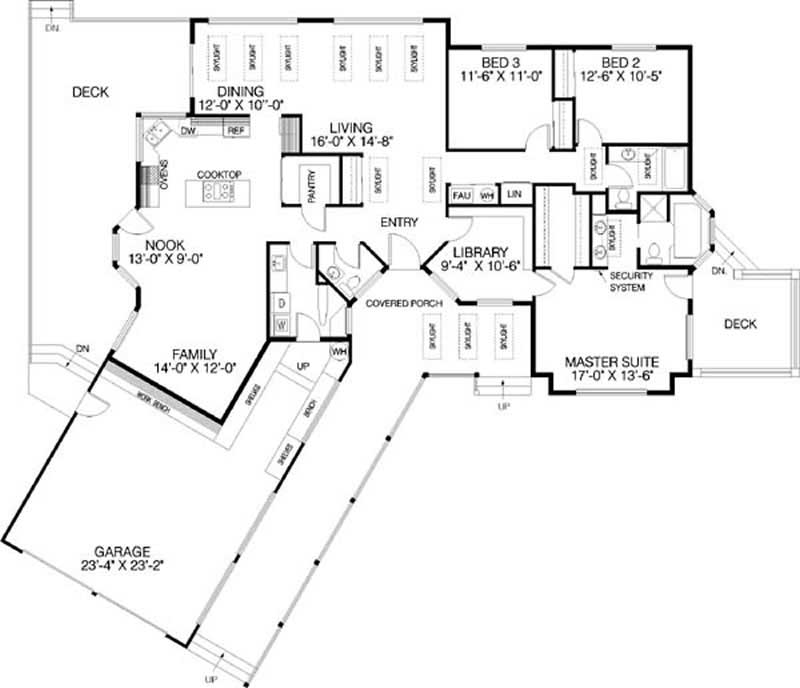 Floor Plan First Story of Ranch Plan #145-1882