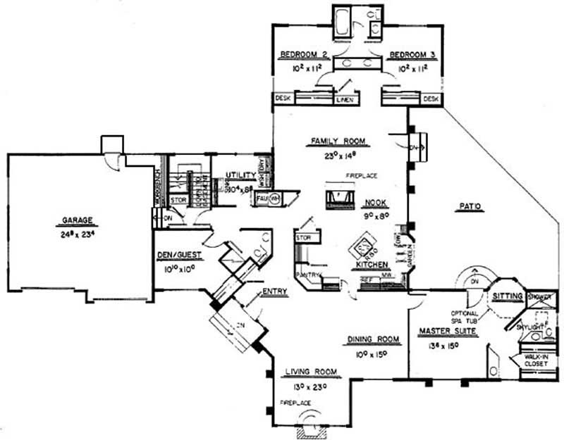 Floor Plan First Story of Contemporary Plan #145-1883