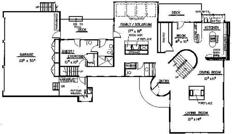 Floor Plan First Story of Contemporary Plan #145-1884