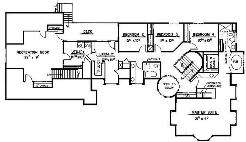 Floor Plan Second Story of Contemporary Plan #145-1884