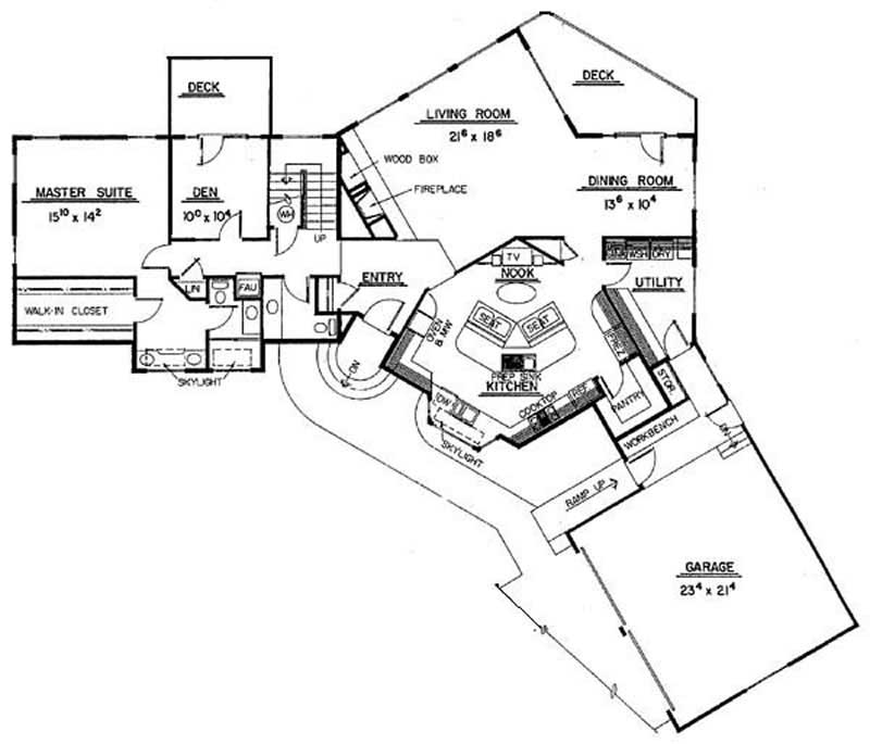 Floor Plan First Story of Contemporary Plan #145-1885