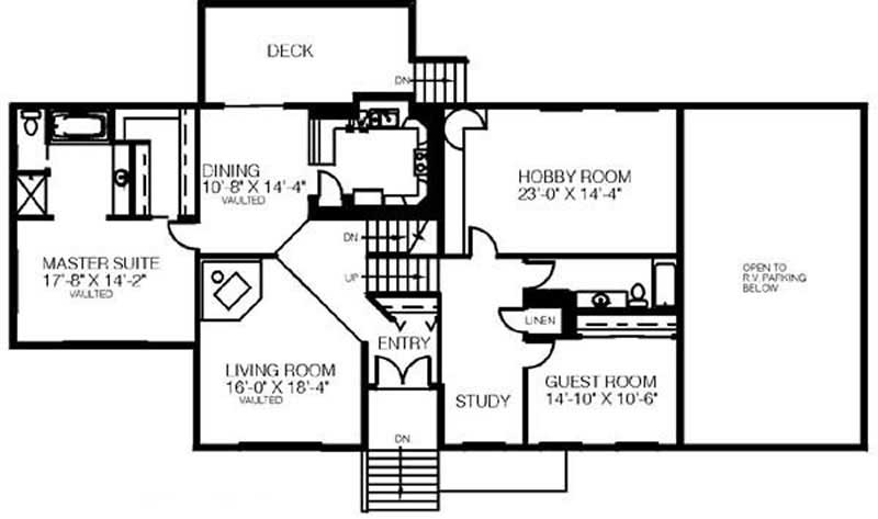Floor Plan First Story of Contemporary Plan #145-1887