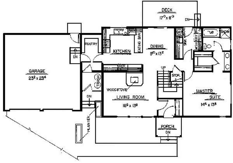 Floor Plan First Story of Contemporary Plan #145-1889