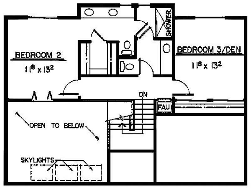 Floor Plan Second Story of Contemporary Plan #145-1889