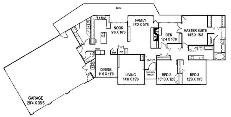 Floor Plan First Story of Contemporary Plan #145-1890