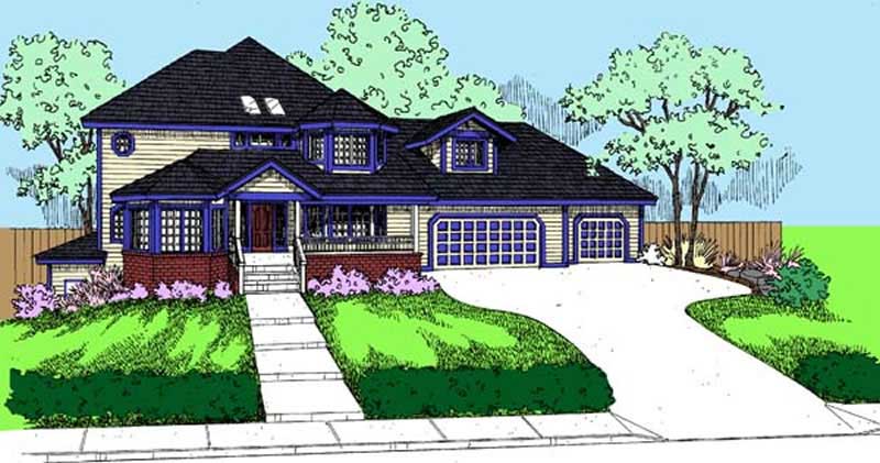Front view of Contemporary home (ThePlanCollection: House Plan #145-1891)