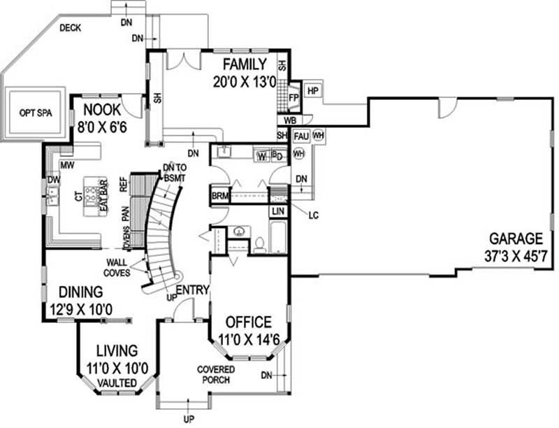 Floor Plan First Story of Contemporary Plan #145-1891