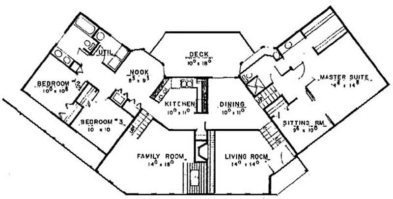 Floor Plan First Story of Contemporary Plan #145-1892