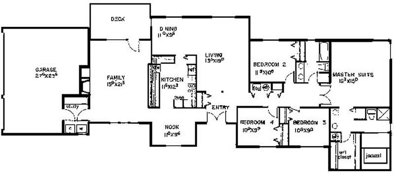 Floor Plan First Story of Contemporary Plan #145-1895