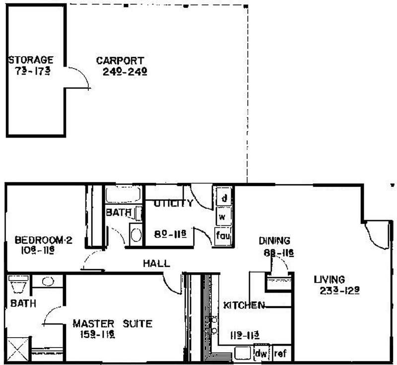 Floor Plan First Story of Vacation Homes Plan #145-1896