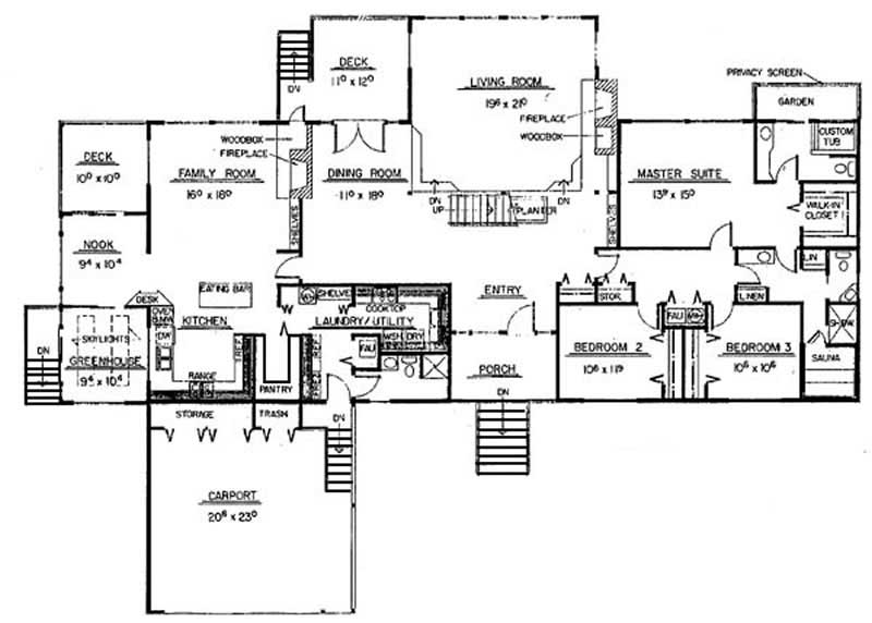 Floor Plan First Story of Contemporary Plan #145-1900