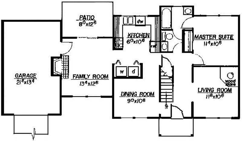 Floor Plan First Story of Contemporary Plan #145-1901