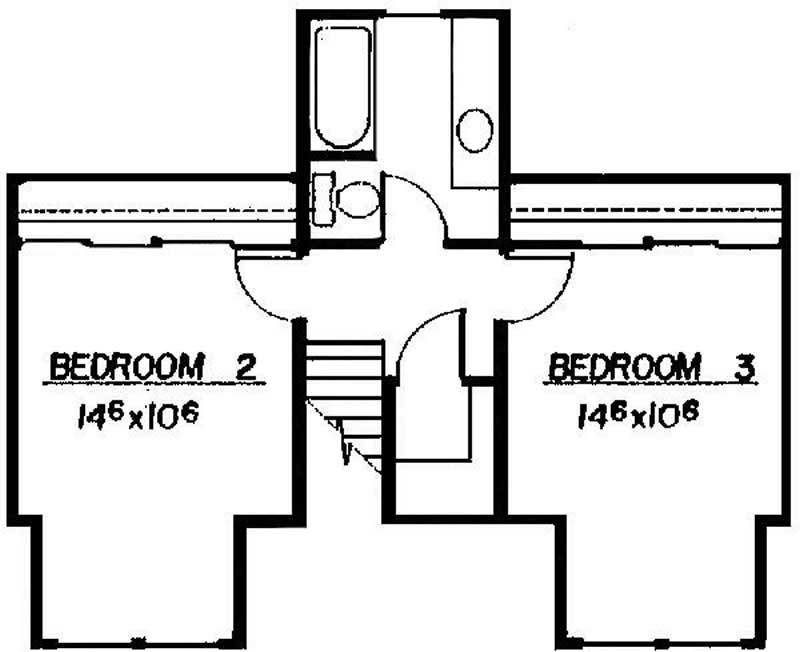 Floor Plan Second Story of Contemporary Plan #145-1901
