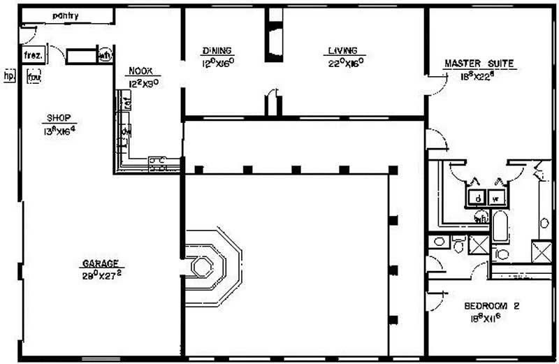 Floor Plan First Story of Mediterranean Plan #145-1904