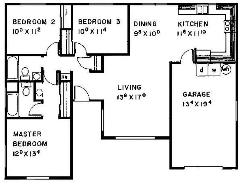 Floor Plan First Story of Small House Plans #145-1905