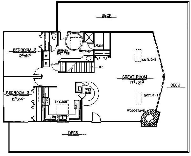 Floor Plan First Story of Vacation Homes Plan #145-1906